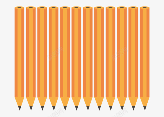 一排橙色的铅笔图标