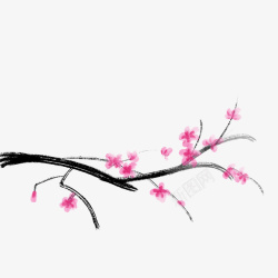 中国风水墨手绘桃花素材