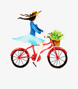 骑着自行车的女孩骑车的小女孩高清图片