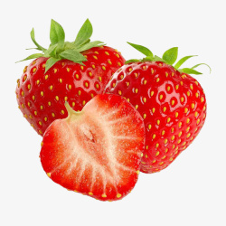 扣好的草莓新鲜切开草莓高清图片