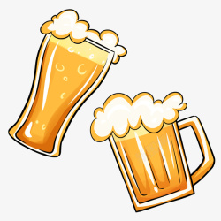 啤酒插画卡通手绘一杯啤酒插画高清图片