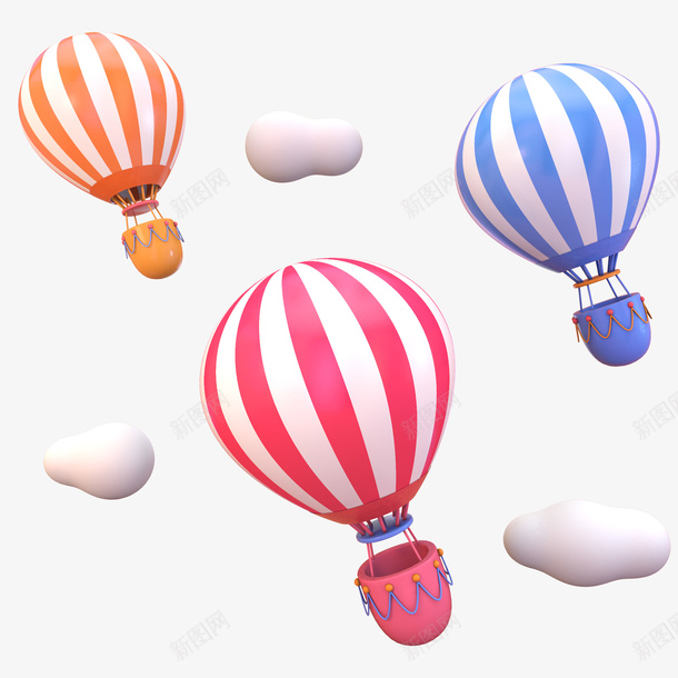 卡通彩色热气球psd免抠素材_新图网 https://ixintu.com 卡通彩色 卡通彩色热气球 彩色热气球 抓气球的熊 热气球 空气球