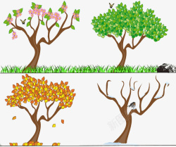 四棵高清插画素材春夏秋冬四棵树高清图片