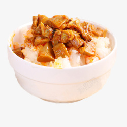 一碗杏鲍菇花甲米饭素材