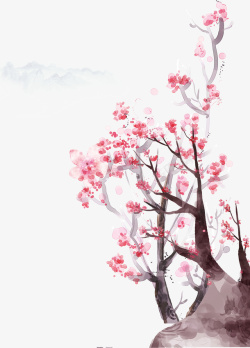 手绘红梅水墨中国风梅花插画素材高清图片