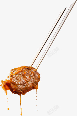 筷子夹烧猪肉用筷子夹牛肉火锅高清图片