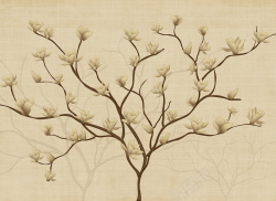 开花的树工笔画古风树背景高清图片