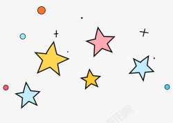 彩色毛绒五角星矢量可爱的小星星高清图片
