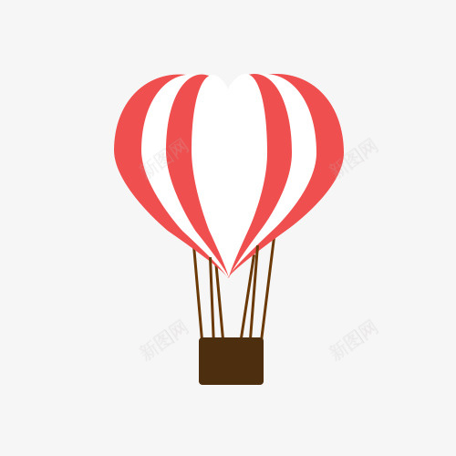 热气球红白相间png免抠素材_新图网 https://ixintu.com 心形 热气球 白色 空气球 红色