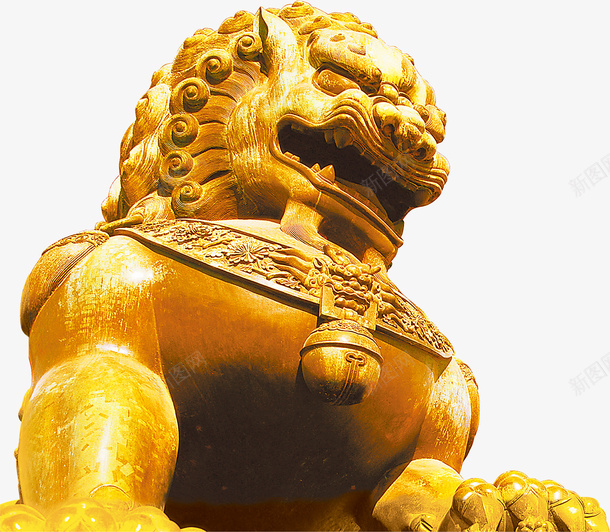 中国风雕像狮头像黄色png免抠素材_新图网 https://ixintu.com 中国风 雕像 狮头像 黄色