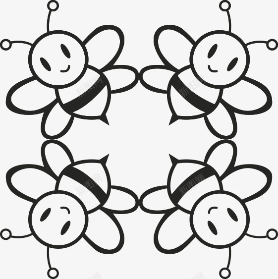 四只小蜜蜂呀png免抠素材_新图网 https://ixintu.com 蜜蜂 卡通 矢量 小伙伴