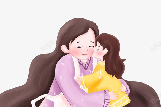 拥抱母亲节快乐png免抠素材_新图网 https://ixintu.com 母亲 母亲与孩子 拥抱 卡通