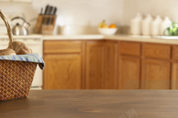 免扣篮子简约木板厨房背景面包篮子家庭背景高清图片