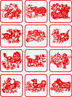 矢量小动物合集中国元素剪纸合集动物中国风高清图片