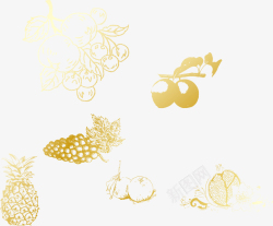 山楂山楂菠萝桔子石榴青梅葡萄素描高清图片