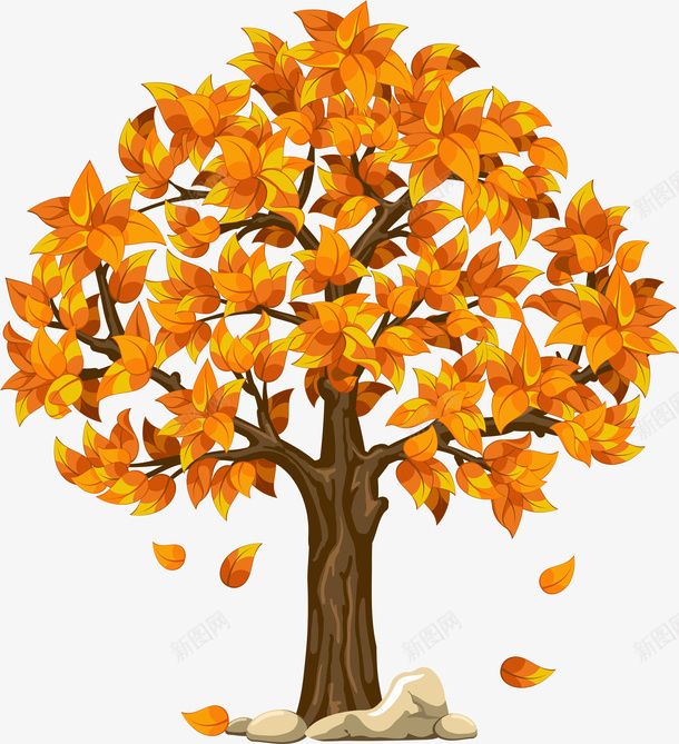 高清插画素材一棵秋天的树png免抠素材_新图网 https://ixintu.com 秋天 树 植物 树叶 手绘 金色树叶 金秋
