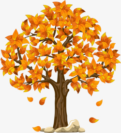秋天景色的树高清插画素材一棵秋天的树高清图片
