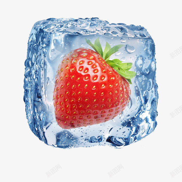 冰冻新鲜草莓png免抠素材_新图网 https://ixintu.com 草莓 冰块 草莓冰 冰莓