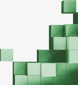 深绿色方块叠放堆叠素材