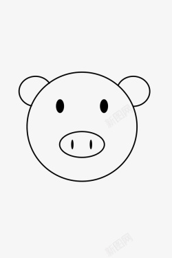 猪头简笔画简单的描边猪头高清图片