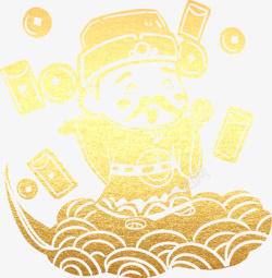 中国风红包素材金色财神财神爷钱币铜钱祥云高清图片
