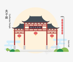 古建筑素材南京夫子庙插画高清图片