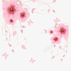 清新粉色花朵桃花樱花素材