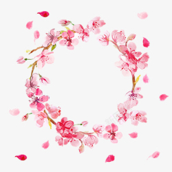 桃花花圈花环粉色樱花花朵高清图片