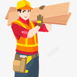 五一劳动节工人搬木板素材