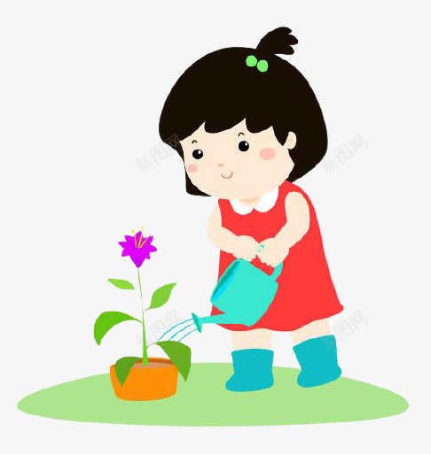 浇花的女孩女孩png免抠素材_新图网 https://ixintu.com 人物 卡通 女孩 浇花 淋花