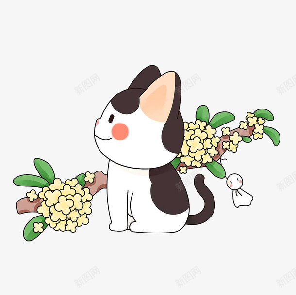 晴天娃娃小花猫png免抠素材_新图网 https://ixintu.com 晴天 娃娃 小花猫 动物