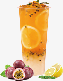 冷饮百香柠檬柚子茶高清图片