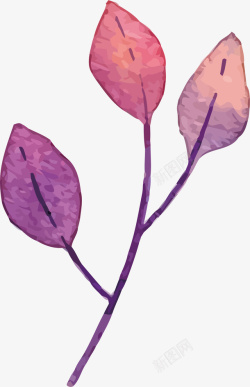 手绘紫色单片叶子素材