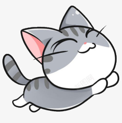 开心的猫灰色卡通可爱猫咪高清图片