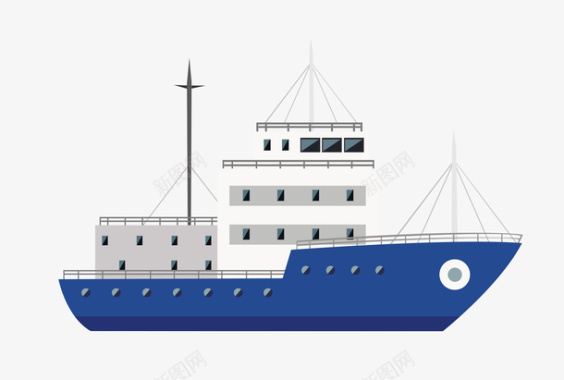轮船蓝色渔船图标
