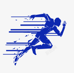 蓝色镂空心形奔跑的运动少年高清图片