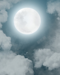黑夜夜里天空的月亮高清图片
