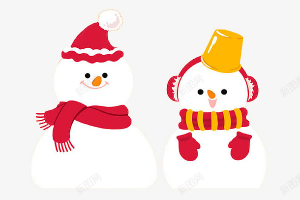 两个可爱的小雪人png免抠素材_新图网 https://ixintu.com 下雪 冬天 圣诞节 戴帽子的小雪人 雪人