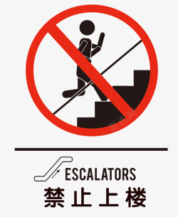 扶梯警示标识禁止上楼元素高清图片