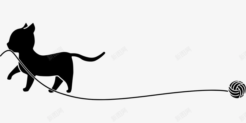 Cat Feline Yarn Ball Yarn Ball Silhouette Kitty底装饰png免抠素材_新图网 https://ixintu.com 装饰