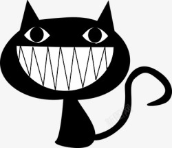 狞笑猫 笑 狞笑 邪恶 牙齿 心理 动物 眼睛 猫的 卡通 漫画插画高清图片
