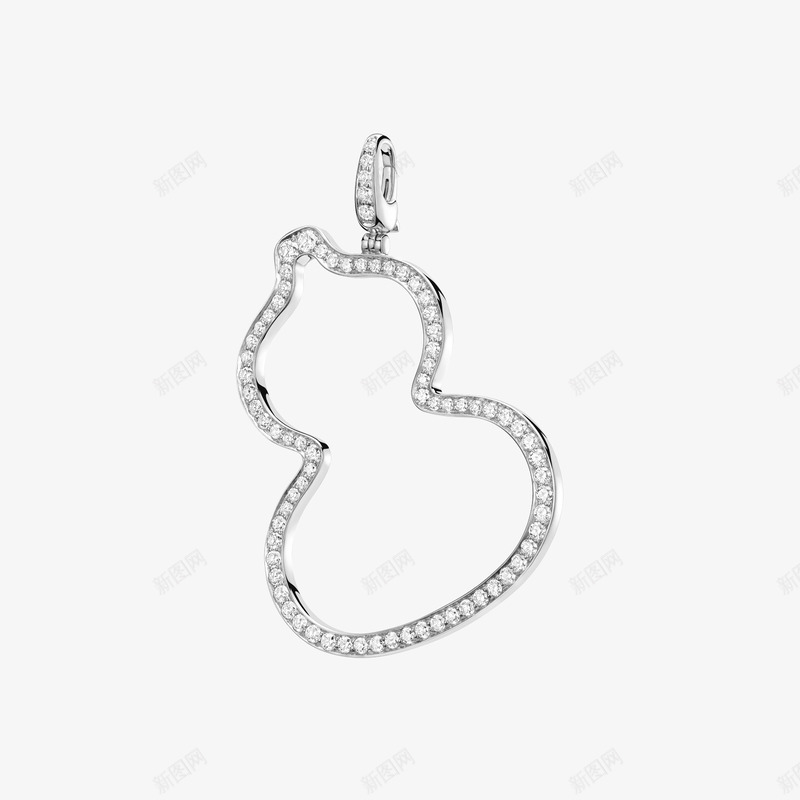 Qeelin  Wulu  WU020OPDWGD  Medium Wulu pendant 18K white gold with pave diamonds珠宝png免抠素材_新图网 https://ixintu.com 珠宝