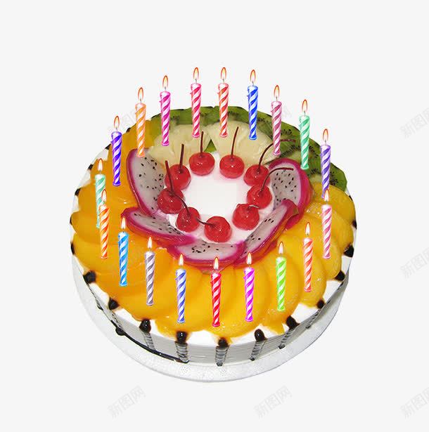 水果蛋糕png免抠素材_新图网 https://ixintu.com 蛋糕 蜡烛 生日蜡烛 彩色蜡烛 点燃的蜡烛 水果蛋糕