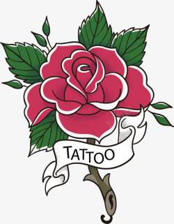 矢量手绘玫瑰花纹身图案素材