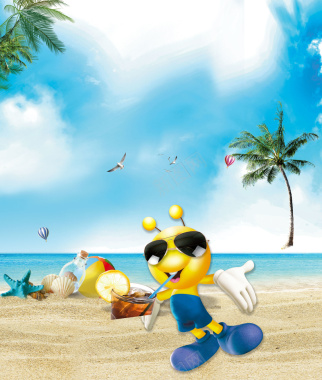 五一劳动节假期旅游沙滩度假海报背景背景