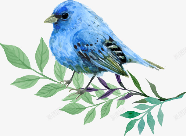 站在树上的鸟eps免抠素材_新图网 https://ixintu.com 蓝色 鸟 树叶