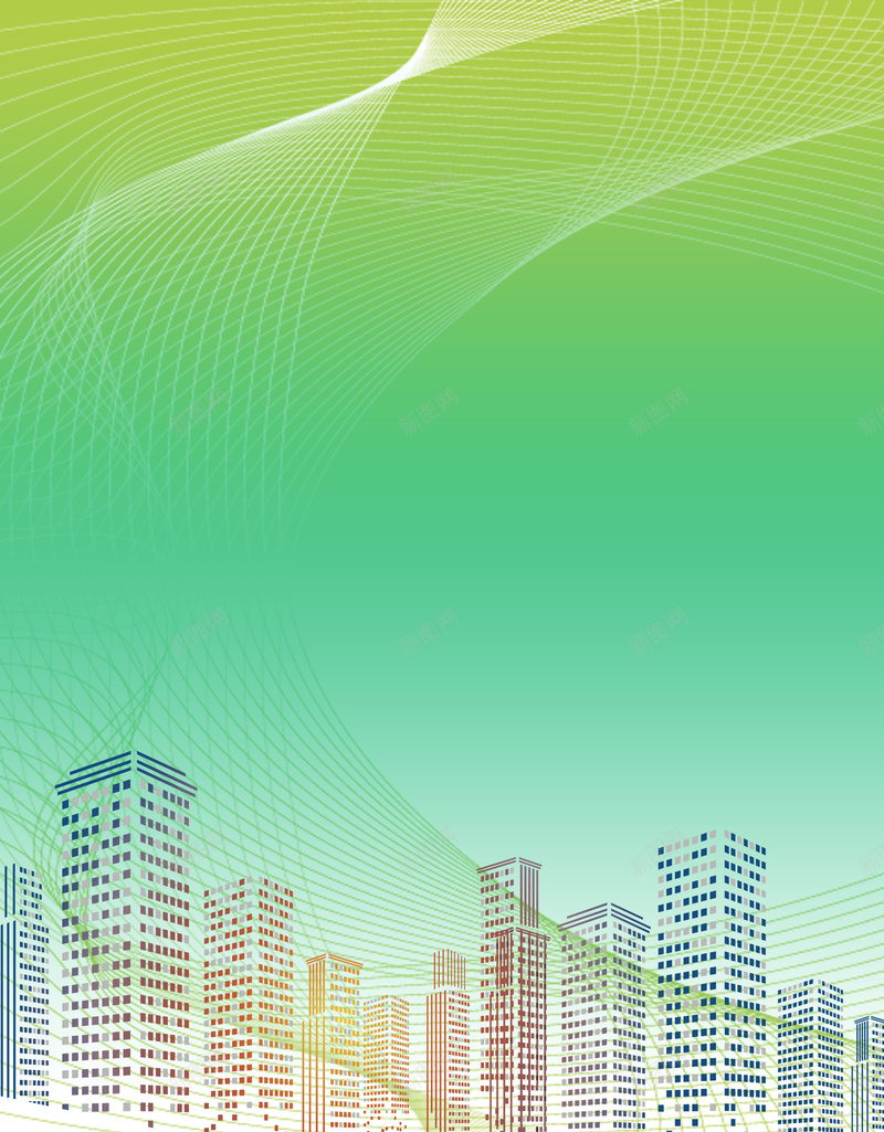 绿色科技城市背景psd设计背景_新图网 https://ixintu.com 海报背景 渐变色 科技感 绿色的 城市 高楼大厦 科技线条 渐变线条 高楼 耸立 努力