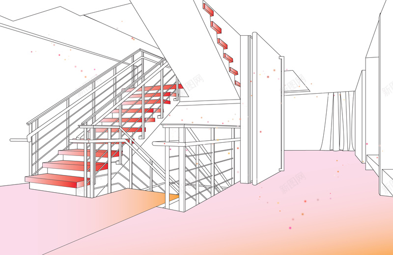手绘楼梯楼层海报背景素材psd设计背景_新图网 https://ixintu.com 君请上楼图片下载 女士 春节地毯 楼层 楼梯 红地毯 线条描绘 虚拟空间 高级白领