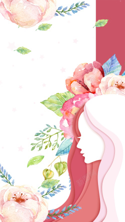 手绘春景手绘女人节花朵H5背景高清图片