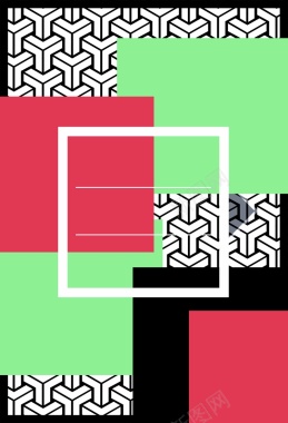 三角形矩形方块边框红绿时尚广告背景背景